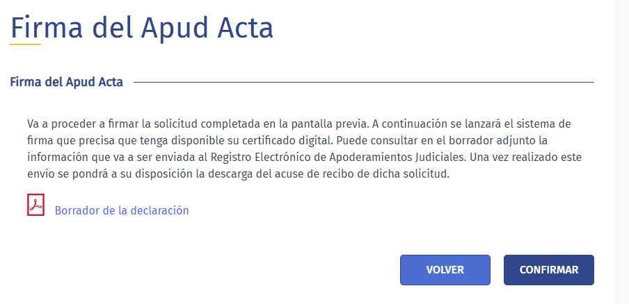 Firmar el apud acta electrónica